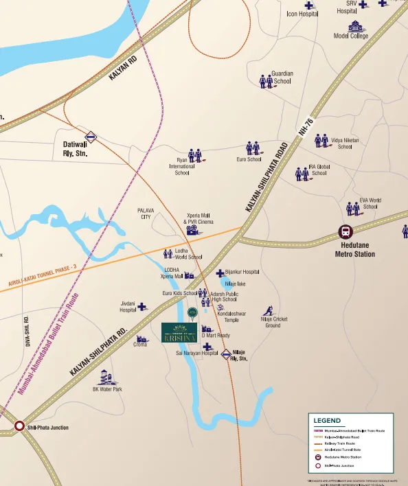 House Of Krishna Strategic Location Map Dombivli East Connectivity